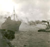 The Mauretania departs from Liverpool, England, February 5, 1946. Click for larger image.
